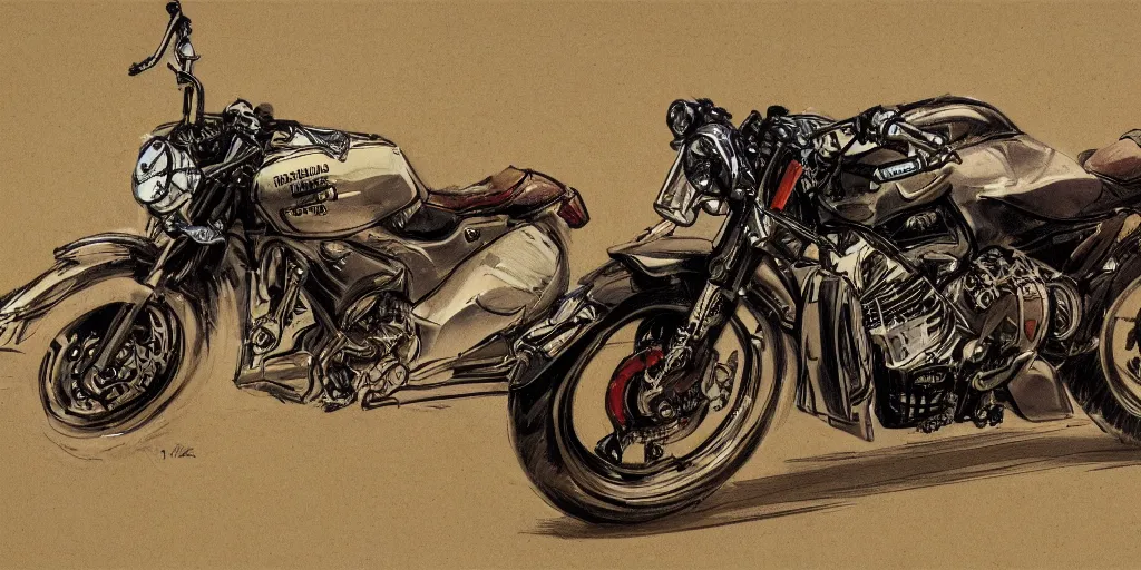 Image similar to 1990s motorcycle sketch concept art, high detail, high definition, 8k