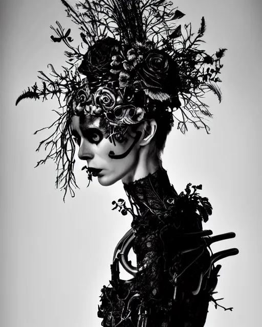 surreal dark poetic black and white photo portrait of | Stable ...