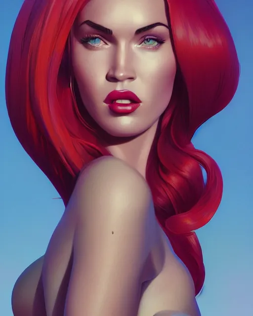 Prompt: highly detailed vfx portrait of megan fox as jessica rabbit, stephen bliss, unreal engine, greg rutkowski, loish, rhads, beeple, makoto shinkai and lois van baarle, ilya kuvshinov, rossdraws, tom bagshaw, alphonse mucha, global illumination, detailed and intricate environment