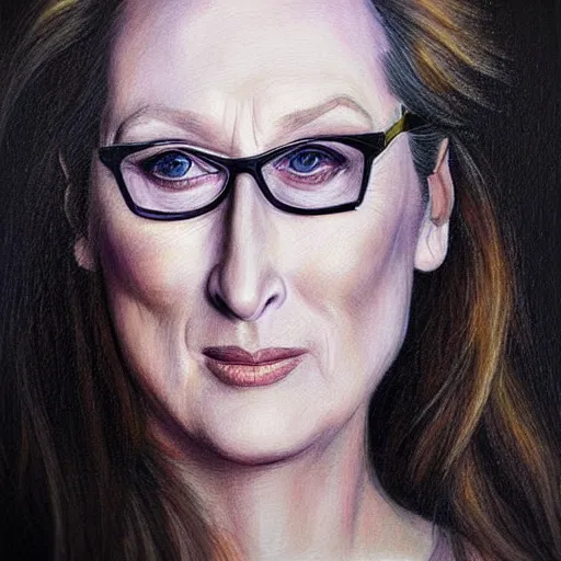 Prompt: “Meryl Streep portrait, Tanya Shatseva”