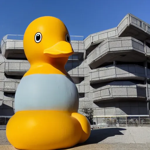 Image similar to giant statue of a rubber ducky in the brutalist style