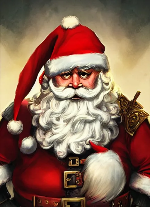 Prompt: digital _ painting _ of _ gangster santa clause _ by _ filipe _ pagliuso _ and _ justin _ gerard _ symmetric _ fantasy _ highly _ detailed _ realistic _ intricate _ port