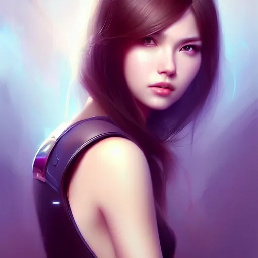 Prompt: A masterpiece portrait of a Incredibly beautiful futuristic cute young woman. digital art, by Stanley Artgerm Lau, WLOP, transparent background