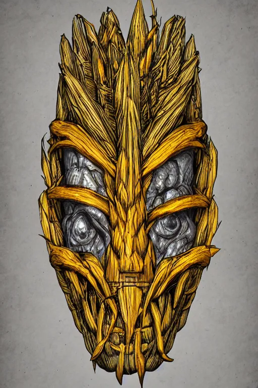 Image similar to corn humanoid figure monster, symmetrical, highly detailed, digital art, sharp focus, trending on art station, anime art style