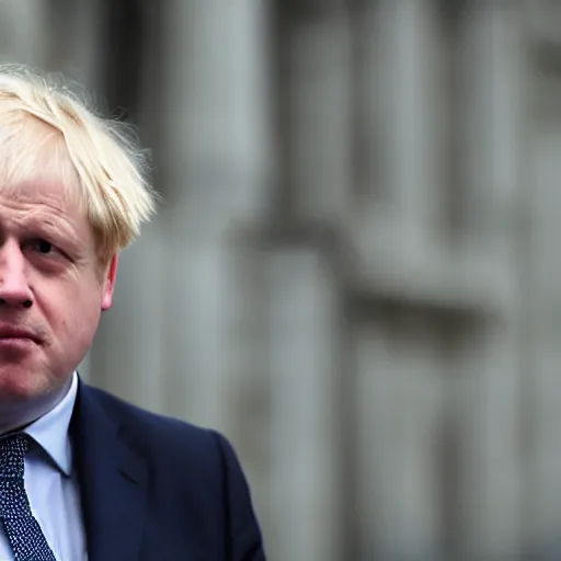 Image similar to medium shot photo of Boris Johnson with a hitler moustache, 4k, ultra HD