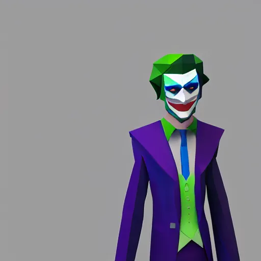 Prompt: low poly render of Joker (2019)