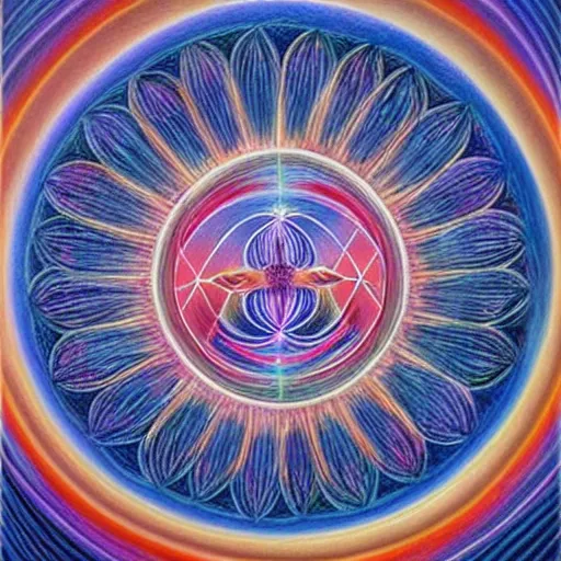 Image similar to painting by alex grey