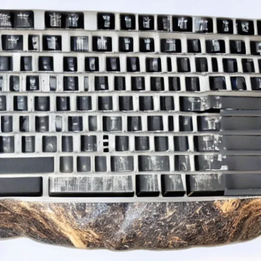 Image similar to an ergox split keyboard carved from meteorite