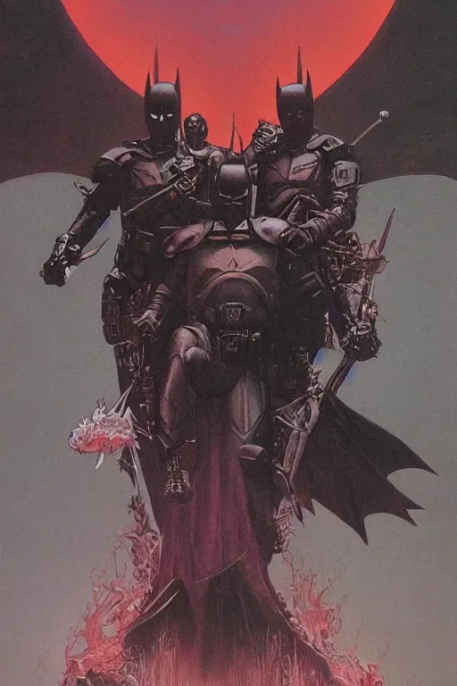 Prompt: dark knight at midnight | Wayne Barlowe |