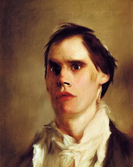 Prompt: a portrait of jim carrey age 2 5, painting by jmw turner