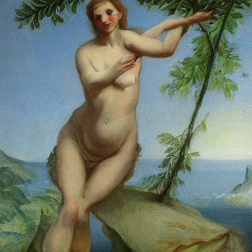 Prompt: painting of a nymph holding the earth