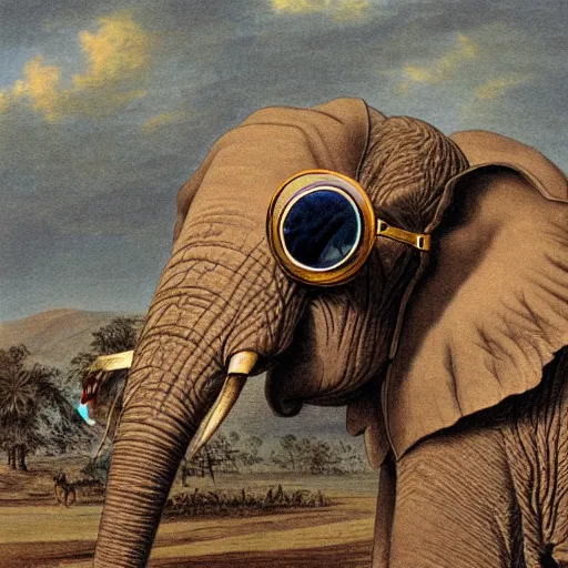 Image similar to an elephant-headed aviator