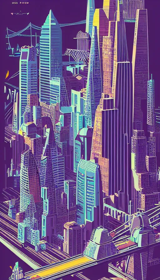 Image similar to retro futuristic illustration of san francisco in the year 2 1 0 0, intricate digital illustration, trending on artstation