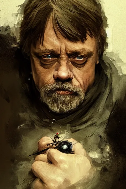 Prompt: mark hamill, sorcerer, lord of the rings, tattoo, decorated ornaments by carl spitzweg, ismail inceoglu, vdragan bibin, hans thoma, greg rutkowski, alexandros pyromallis, perfect face, fine details, realistic shaded