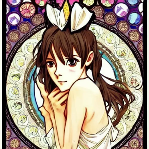 Image similar to cute anime feet, emma watson, alphonse mucha