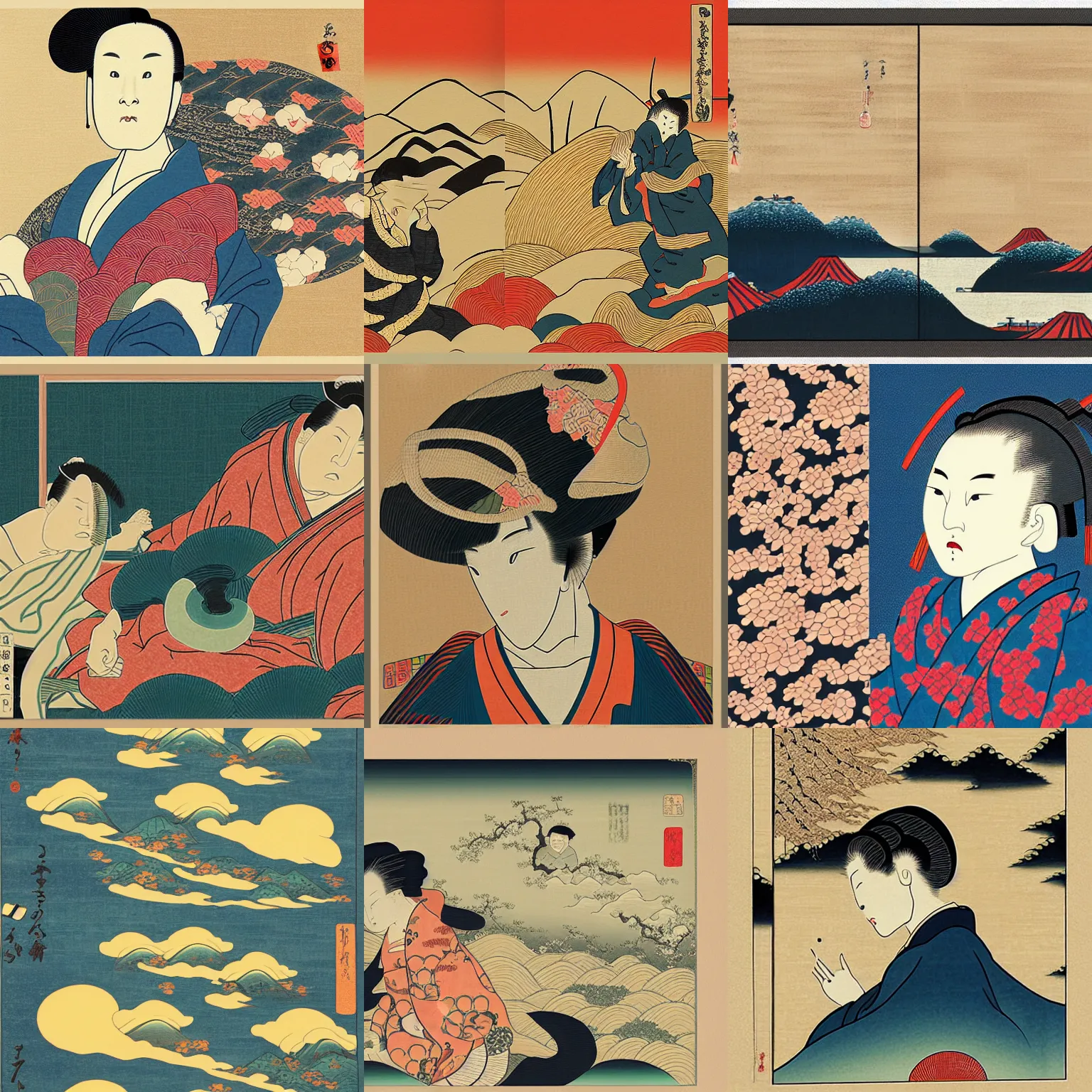 Prompt: generative art in the style of ukiyo - e