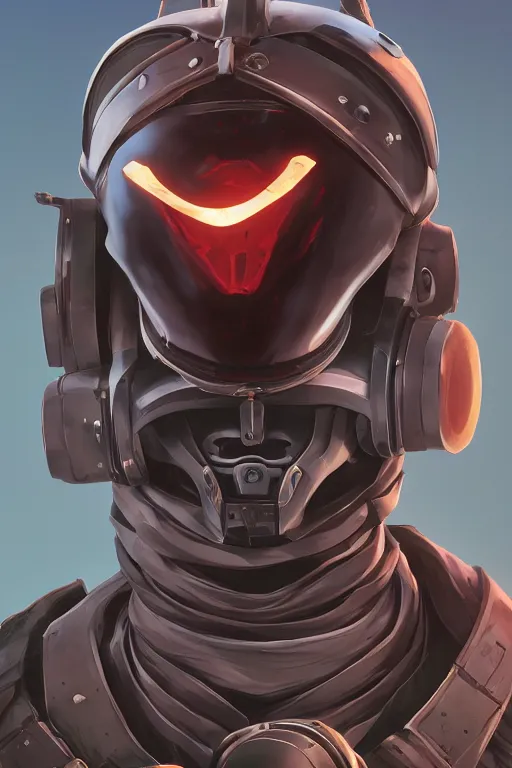 Image similar to epic mask helmet robot ninja portrait stylized as fornite style game design fanart by concept artist gervasio canda, behance hd by jesper ejsing, by rhads, makoto shinkai and lois van baarle, ilya kuvshinov, rossdraws global illumination radiating a glowing aura global illumination ray tracing hdr render in unreal engine 5