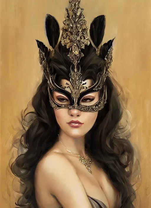 a beautiful woman wearing an elaborate masquerade mask, Stable Diffusion