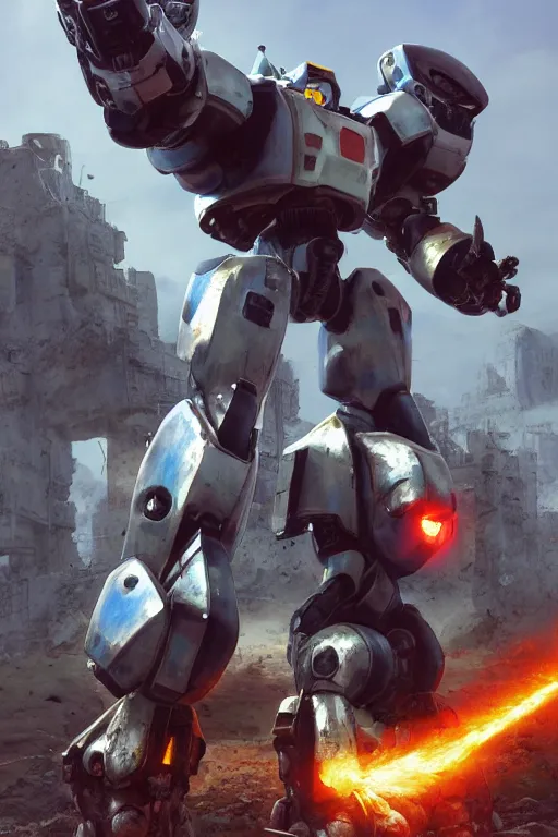 Image similar to mechwarrior 5 : mercenaries mech megaman transformer robot boss tank engine game octane render, 4 k, hd 2 0 2 2 3 d cgi rtx hdr style chrome reflexion glow fanart, global illumination ray tracing hdr fanart arstation by ian pesty by jesper ejsing pixar and disney unreal zbrush central hardmesh