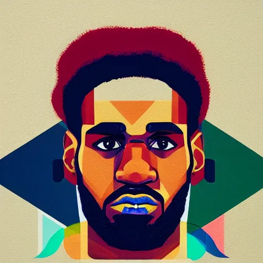 Prompt: Lebron James profile picture by Sachin Teng, asymmetrical, Organic Painting , Matte Painting, geometric shapes, hard edges, graffiti, street art:2 by Sachin Teng:4