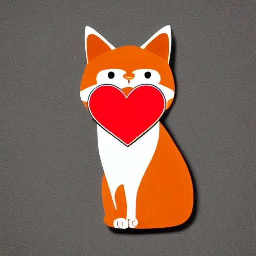 Image similar to cute orange tabby cat holding a sign with a red heart symbol