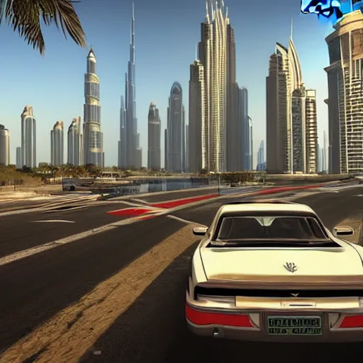 Image similar to gta : dubai, by sebastian bacala