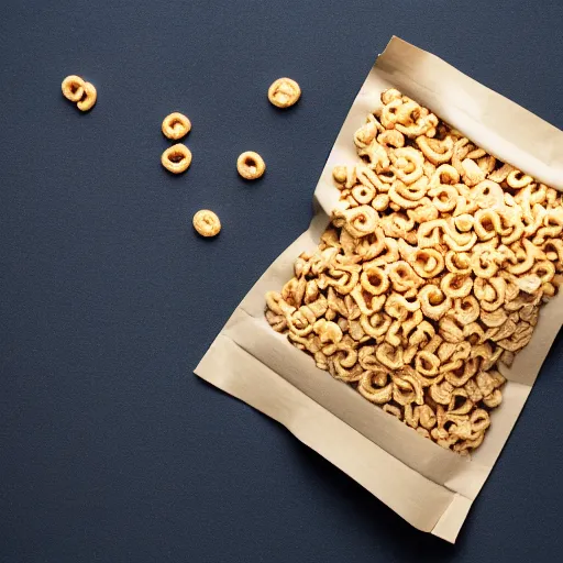 Image similar to a bag of cereal, product photo,
