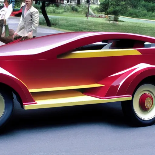 Image similar to frank lloyd wright styled car