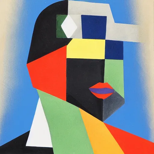 Image similar to a gouache by erno rubik cubism, studio portrait of a man