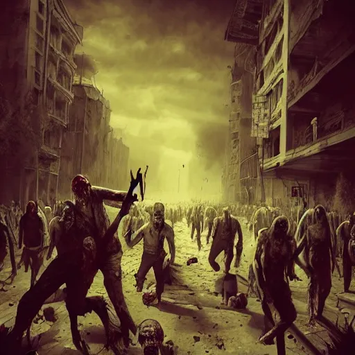 Prompt: zombie apocalypse by gabriel soares, artstation, 3 d, detailed