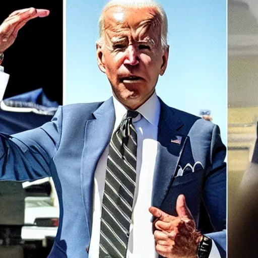 Image similar to joe biden starring terminator movie in a role of t 1 0 0 0