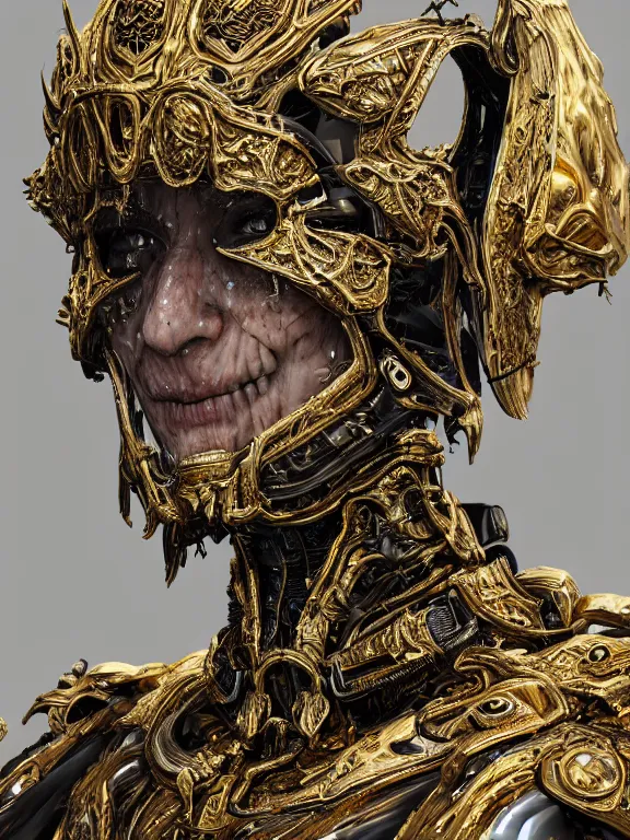 Prompt: portrait art of 8k ultra realistic wither walker,intricate gold crown, detailed intricate ornate armour,decaying, cybernetic, full of colour, cinematic lighting, battered, trending on artstation, 4k, hyperrealistic, focused, extreme details,unreal engine 5, cinematic, masterpiece, art by ayami kojima, giger