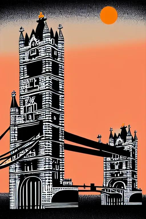 Image similar to minimalist boho style art of london tower bridge at sunrise, illustration, vector art