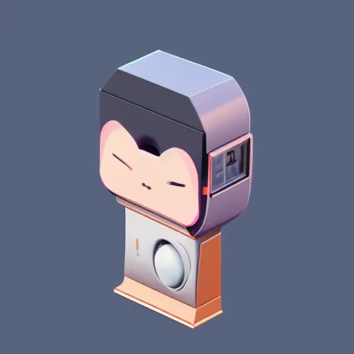 Image similar to isometric cute 3 d low - poly japanese macque using a sony walkman