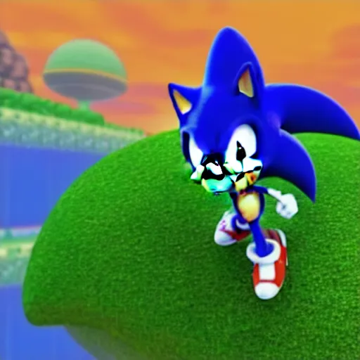 Image similar to sonic the hedgehog on pea planet