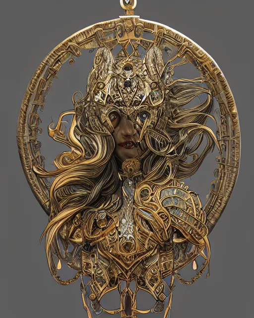 Image similar to close up shot of an amulet, d & d, fantasy, intricate, elegant, highly detailed, digital painting, artstation, concept art, smooth, sharp focus, illustration, in the style of artgerm and greg rutkowski and alphonse mucha