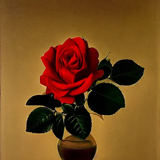 Prompt: red rose, caravaggio