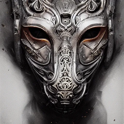 Image similar to Very very very very highly detailed epic photo of face with rhinoceros venetian mask, intricate, dystopian, sci-fi, extremely detailed, digital painting, artstation, concept art, smooth, sharp focus, illustration, intimidating lighting, incredible art by Artgerm