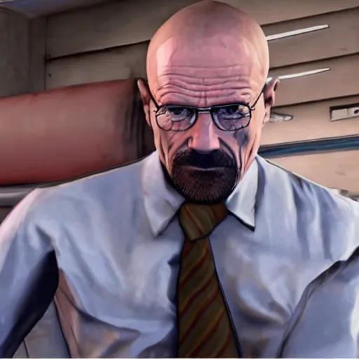 Prompt: Walter White and Saul Goodman heist, GTA 5 loading screen