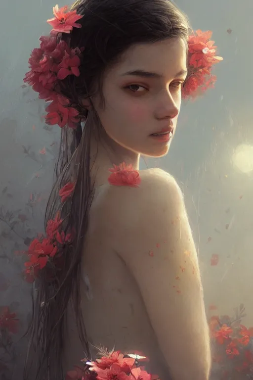 Image similar to ultra realistic illustration, mexican girl with flowers blooming, elegant, highly detailed, digital painting, concept art, smooth, sharp focus, illustration, art by greg rutkowski