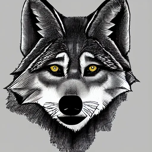 Image similar to lineart of a silly mexican grey wolf wearing a yellow raincoat from the series dark ( netflix series ), devianart trending, positive