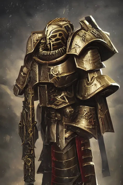 Image similar to armor portrait heros warhammer 4 0 k horus heresy fanart - the primarchs emperor by johannes helgeson animated with vfx concept artist & illustrator global illumination ray tracing hdr fanart arstation zbrush central hardmesh 8 k octane renderer comics stylized