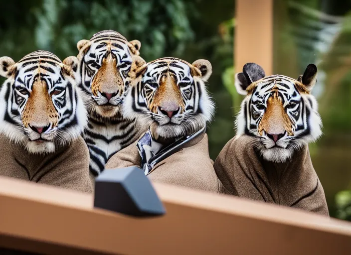 Image similar to board meeting of zoo animals. Highly detailed 8k. Intricate. Sony a7r iv 55mm. Award winning photography.