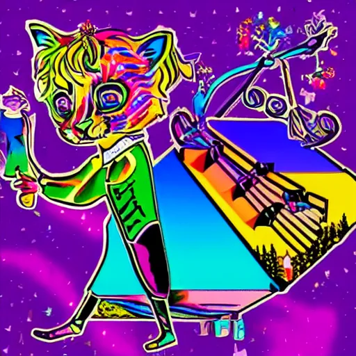 Prompt: guillotine in the style of lisa frank