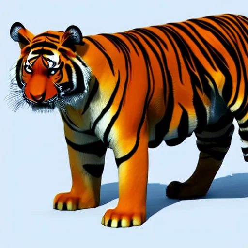 Image similar to A low polygon render of a tiger, on a white background, isometric 3d,