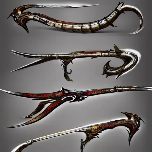 Image similar to concept art of legendary dragon scythe weapon, scythe design, fantasy scythe, fantasy, behance, pinterest, deviantart, artstation, weapons concept art, design, rpg, weapon, detailed, digital art, incredible, digital painting