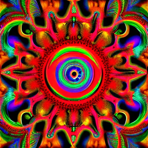 Prompt: ''fractal geometric psychedelic entity ayahuasca''