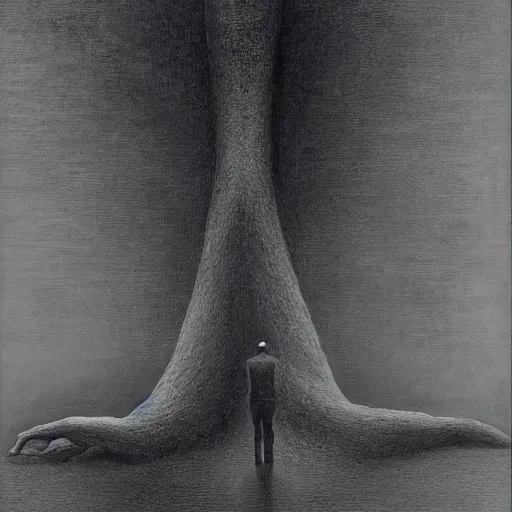 Image similar to Jeff Bezos at the edge of time, moody, dramatic, masterpiece by Zdzisław Beksiński