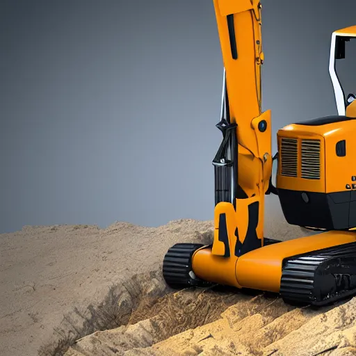 Image similar to a gleaming excavator. idealized. digital art. high octane render. unreal engine. specular lighting