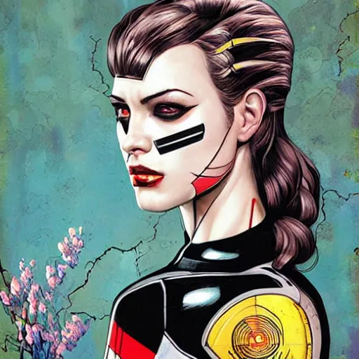 Image similar to portrait of a female android, by Sandra Chevrier and DC comics